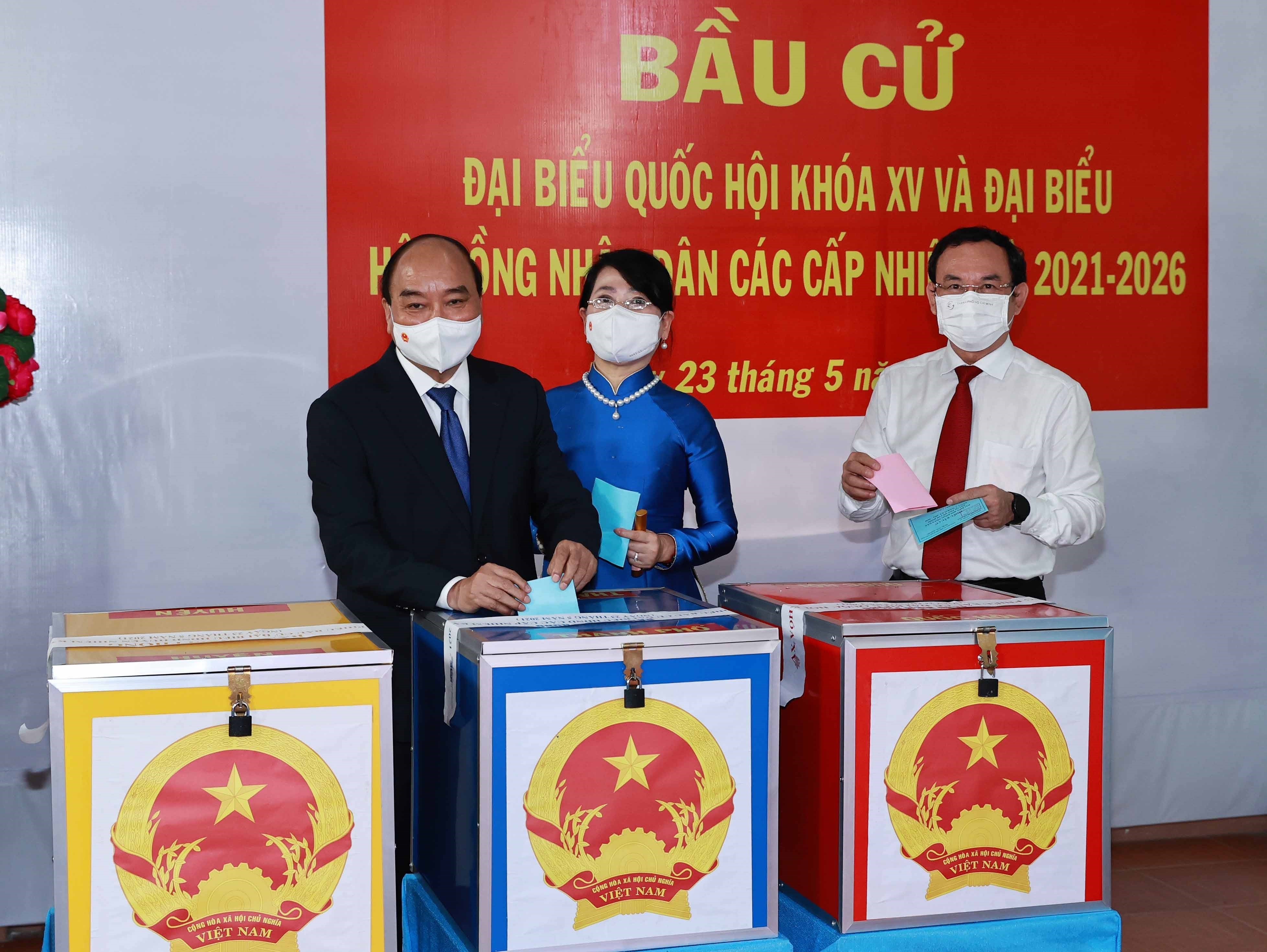 Party, State leaders cast vote in national elections hinh anh 3
