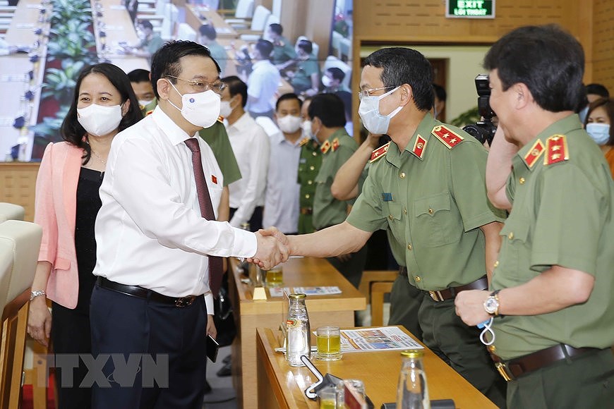 NA Chairman attends ceremony on protecting security and safety for elections hinh anh 1