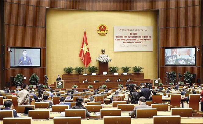 Teleconference talks implementation of 15th NA’s lawmaking activities hinh anh 1