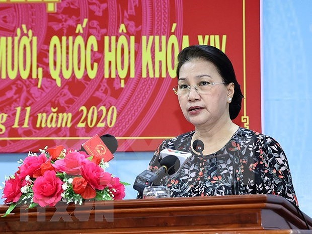 Presidenta del Parlamento destaca perspectiva economica de Vietnam en encuentro con electores hinh anh 1