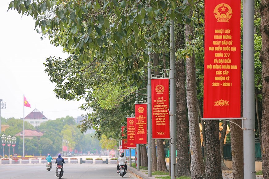 Улицы Ханоя ярко украшены флагами и цветами, чтобы приветствовать большои всенациональныи праздник hinh anh 16